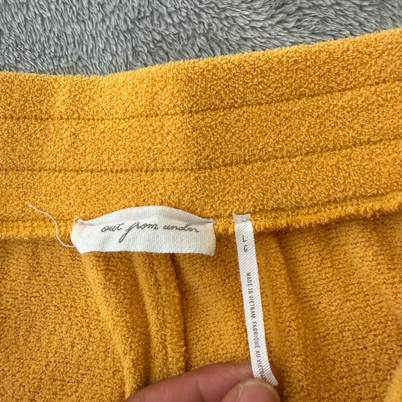 Urban Outfitters Out From Under Terry Cloth Wide Leg Pants Mustard Yellow Size L - Picture 5 of 9